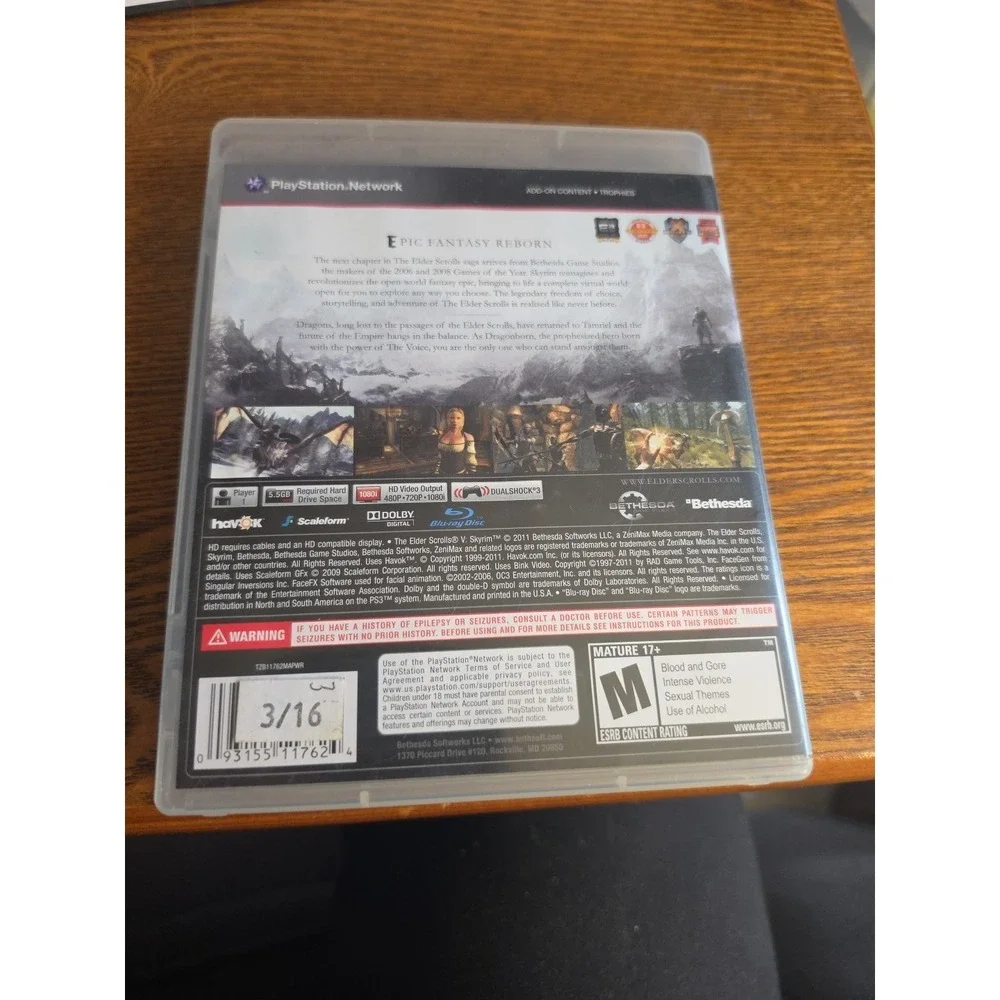 Elder Scrolls V‎ Skyrim PS3 PlayStation 3 + Map - Complete